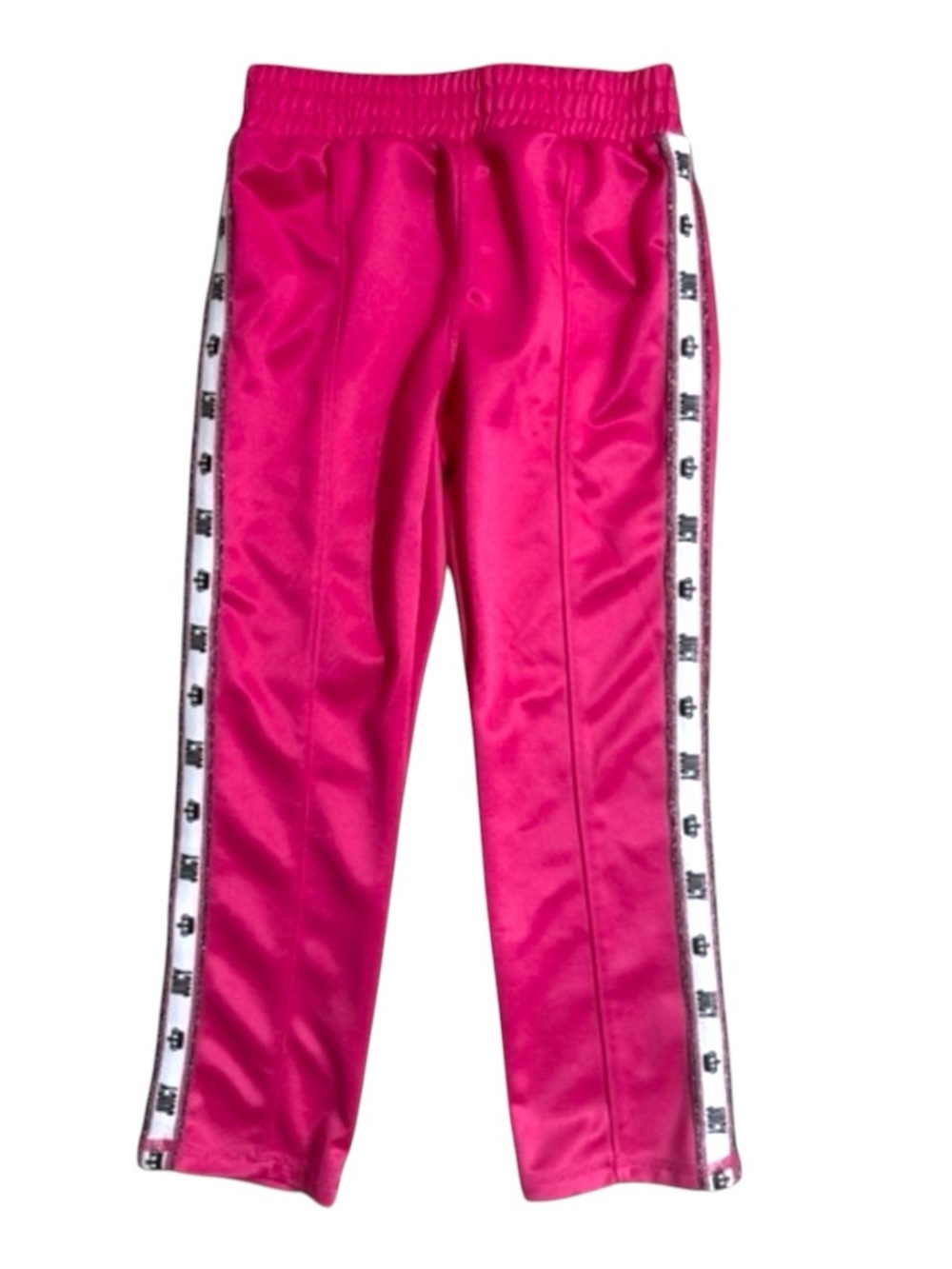 Juicy Couture Girls Pink Satin Track Pants Size S 7/8 Logo Side Stripe